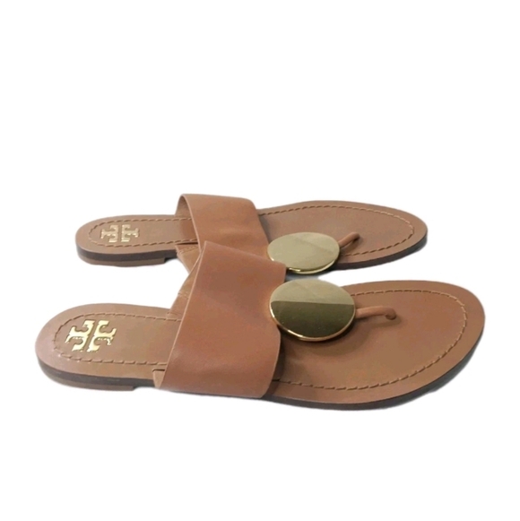 Tory Burch Patos Disk Leather Sandals Women's Shoes Size 7 M Brown - Picture 5 of 7